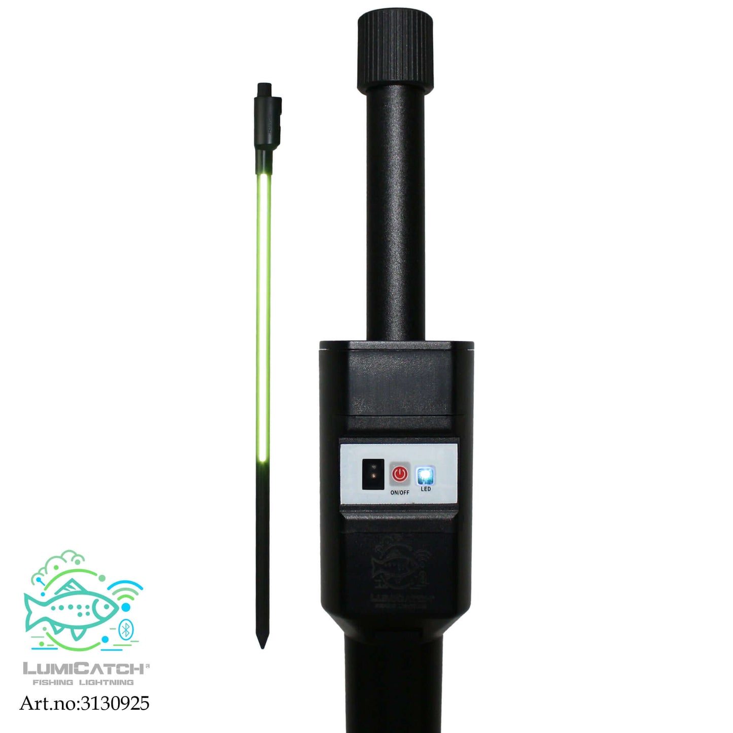 LumiCatch BuzzOff mosquito-repelling light with green LED mode for outdoor fishing and camping.